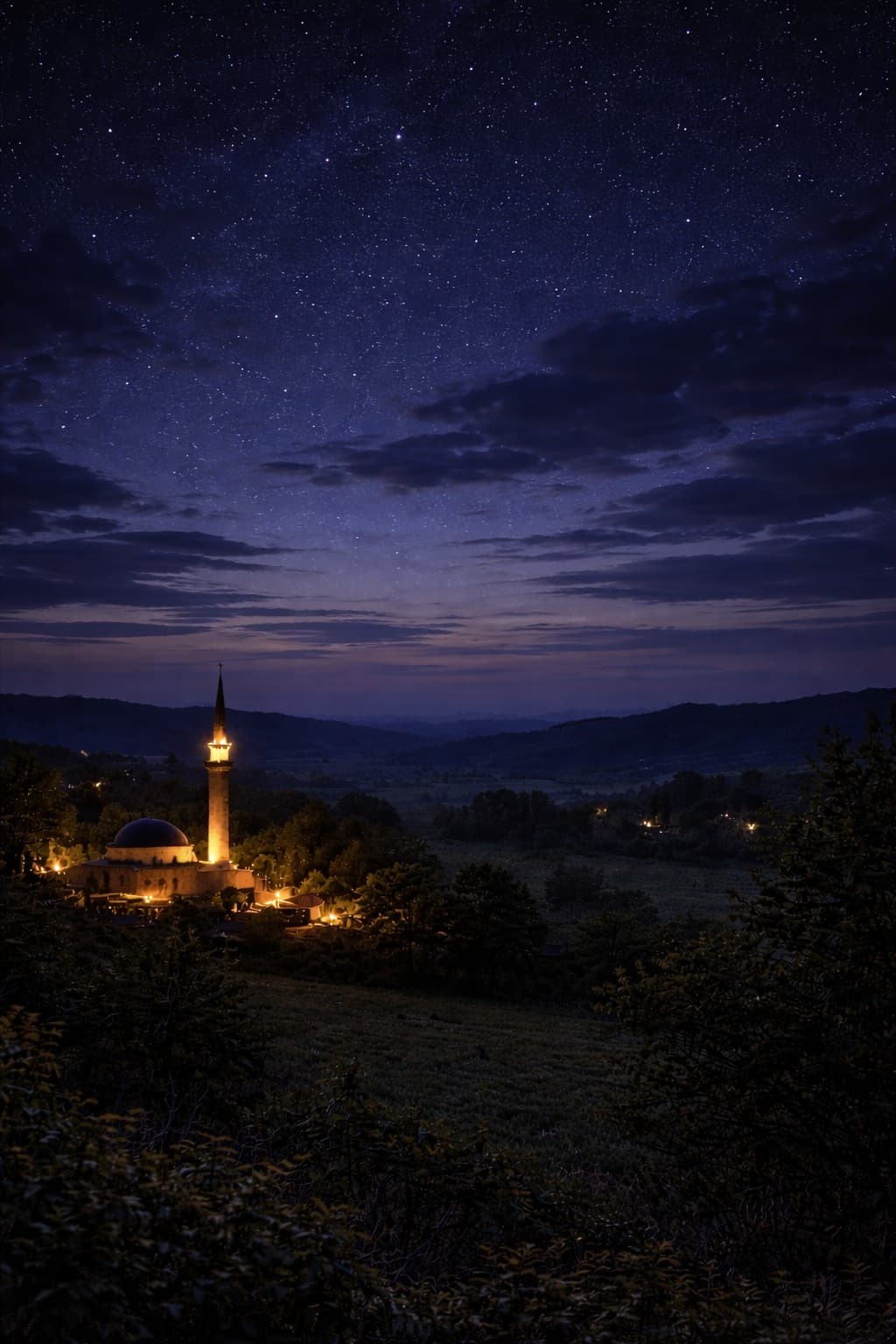 Aynı vadi, gece: yıldızlı gök