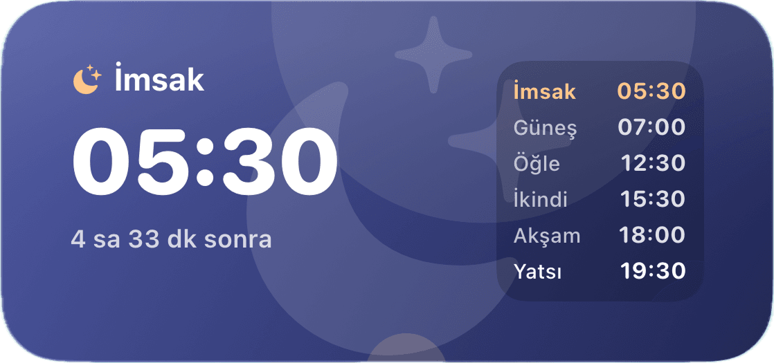 Inspraytion tüm vakitler widget’ı, imsak vaktinde